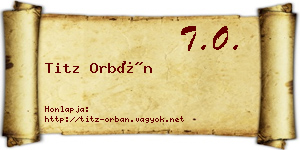 Titz Orbán névjegykártya
